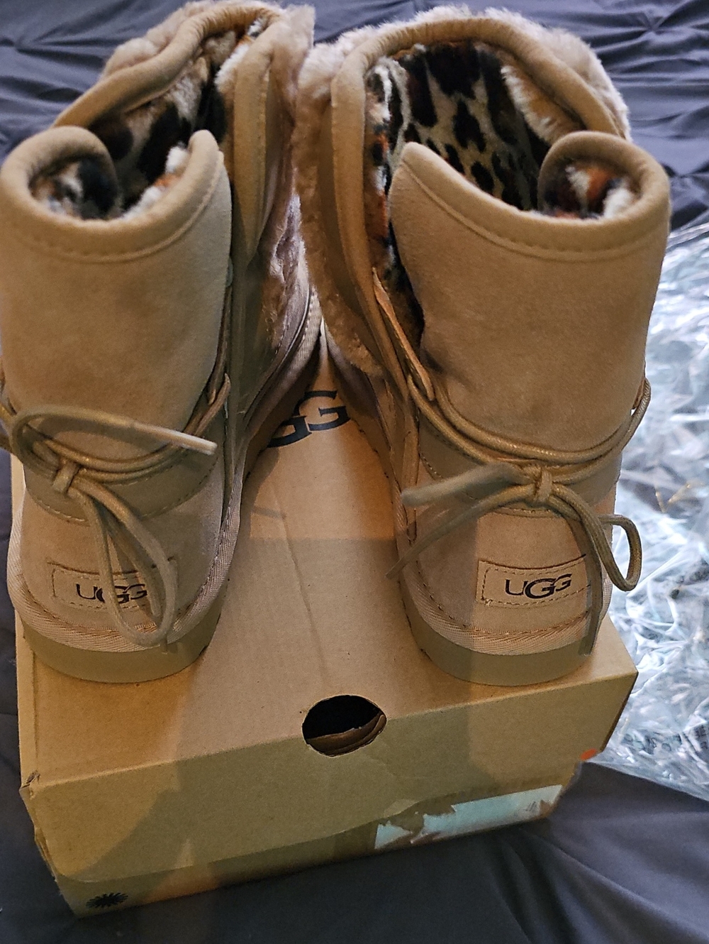 UGG Women's Chestnut Suede Shearling Lace-Back Boots